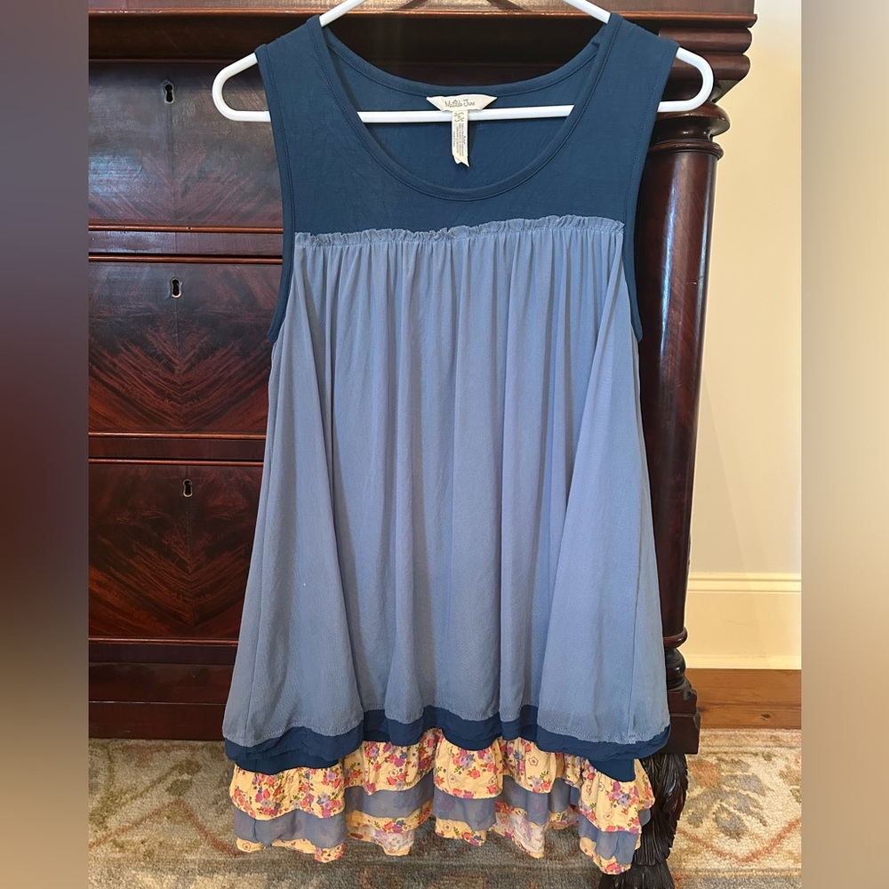 Matilda Jane Blue and Floral Layered Tank Top